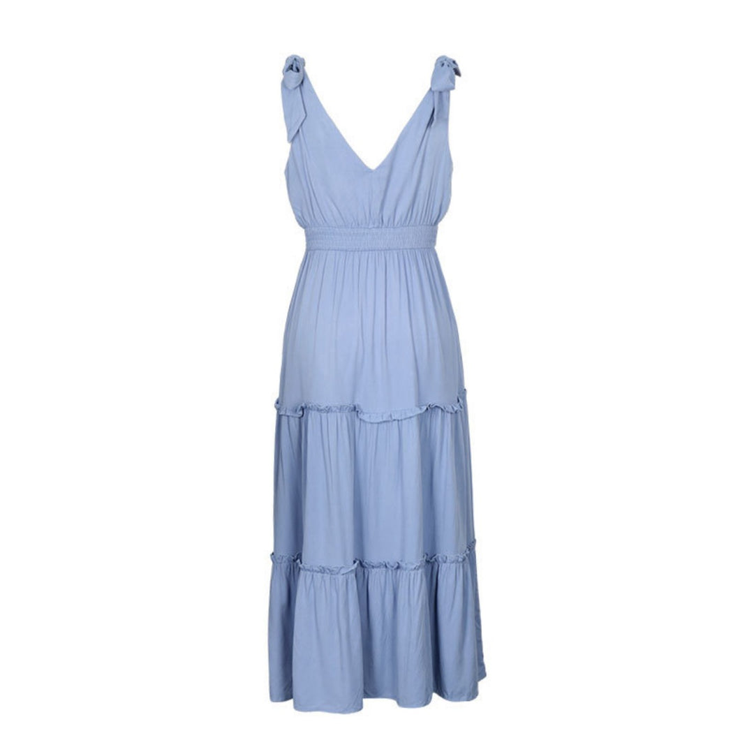 EB | Solide Farbe Strumpfhalter Pilz Rand hohe Taille Kleid