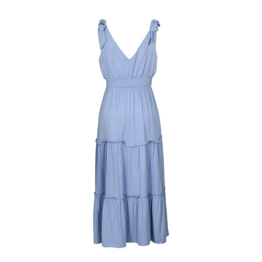 EB | Solide Farbe Strumpfhalter Pilz Rand hohe Taille Kleid
