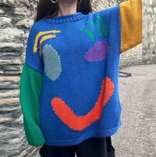 EB | Übergroßer Baumwollstrick-Pullover für Frauen