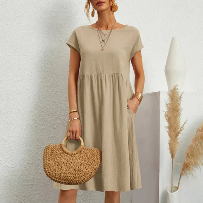 EB – baumwollkleid für damen mit rundem ausschnitt