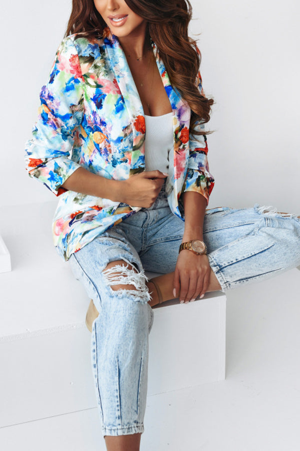 EB | Freie und Echte Florale Revers Freizeitanzug Blazer