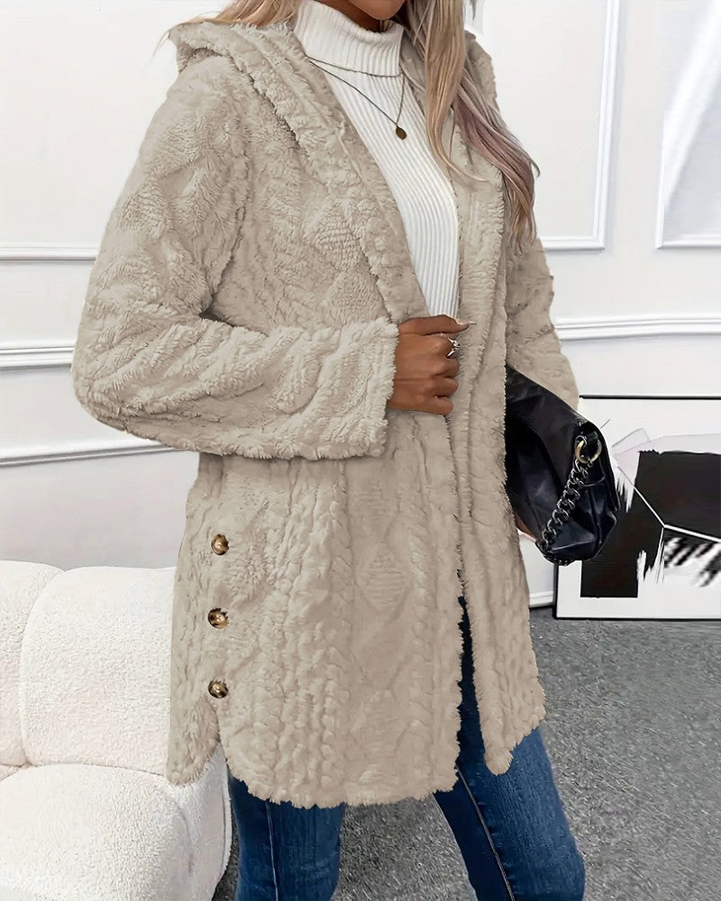 EB | Jacke - Kunstpelz - Lockere Passform - Mit Kapuze und Knopfdetails