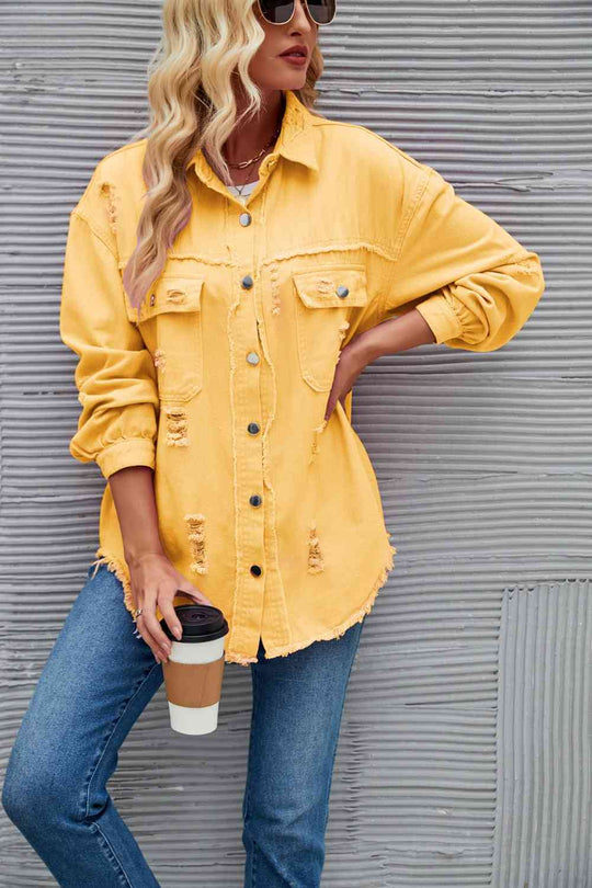 EB | Zerrissene Rohsaum-Denimjacke