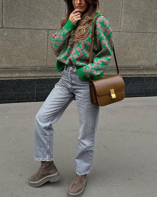 EB | Muster Strickpullover Weich und Trendy Statement-look