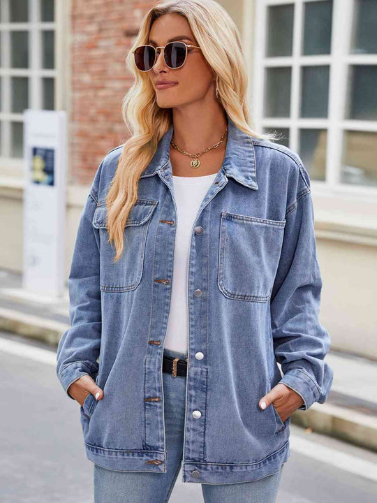 EB | Knopf-Down Denimjacke mit Taschen