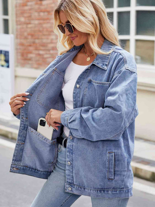 EB | Knopf-Down Denimjacke mit Taschen