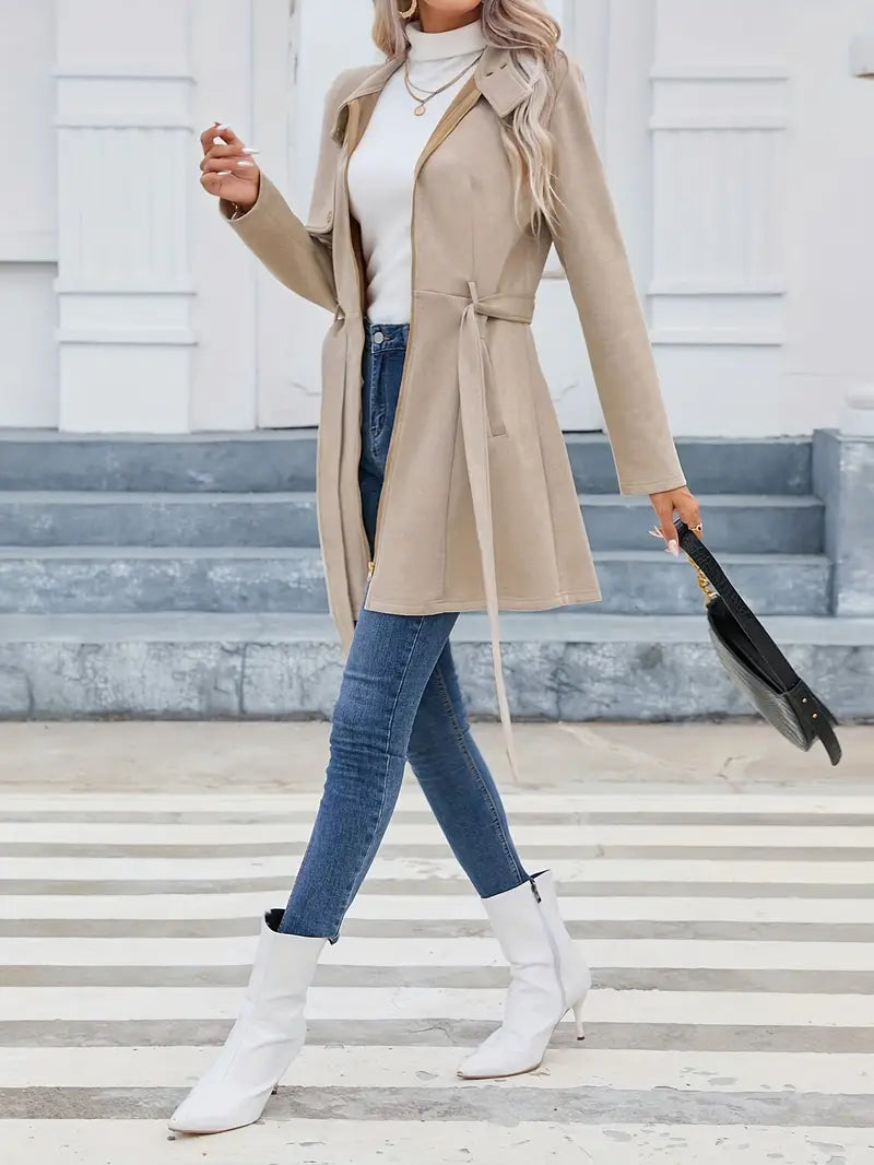 Heidi-Mode | Mid Length Reißverschlussmantel mit Stehkragen und Gürtel