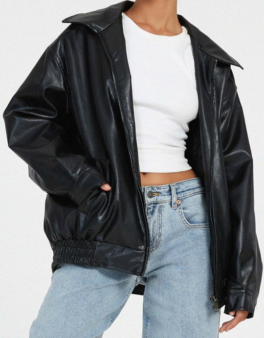 EB | Übergroße Damen Kunstlederjacke