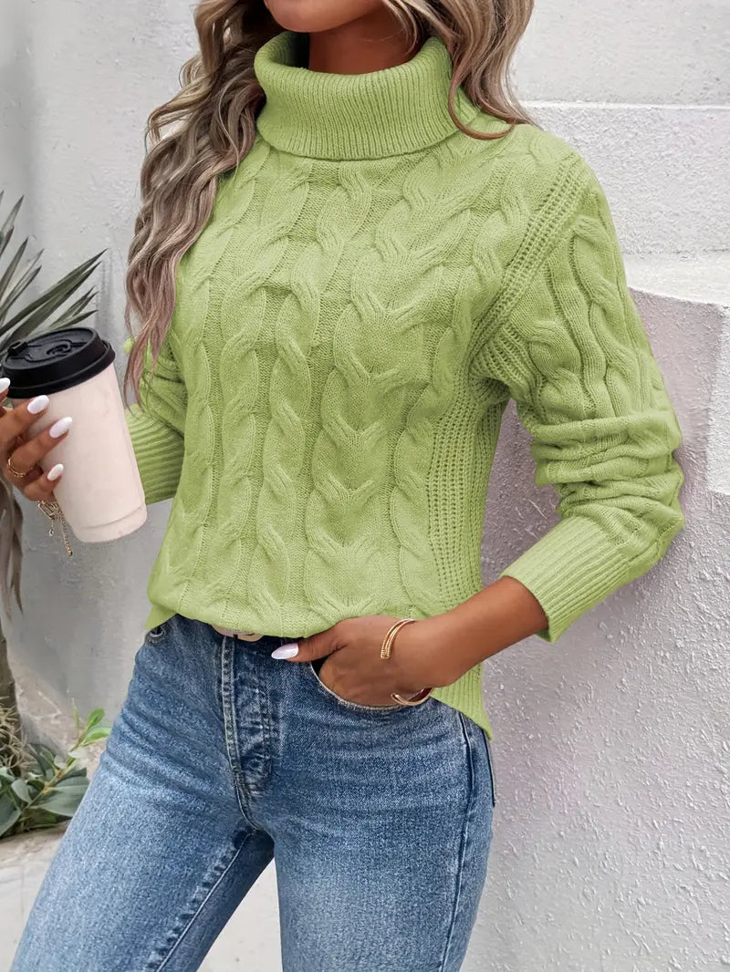 EB | Rollkragenpullover mit Zopfmuster für Damen