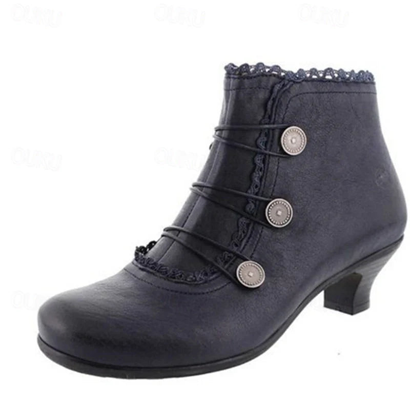 EB | Damen Viktorianische Schnür-Stiefeletten mit Spitzenbesatz