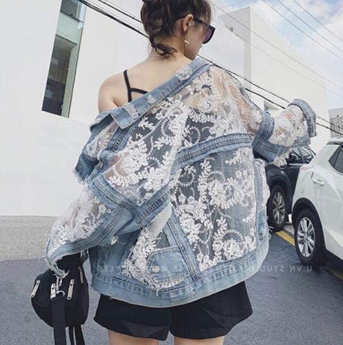 EB | Blumen Denim-Jacke