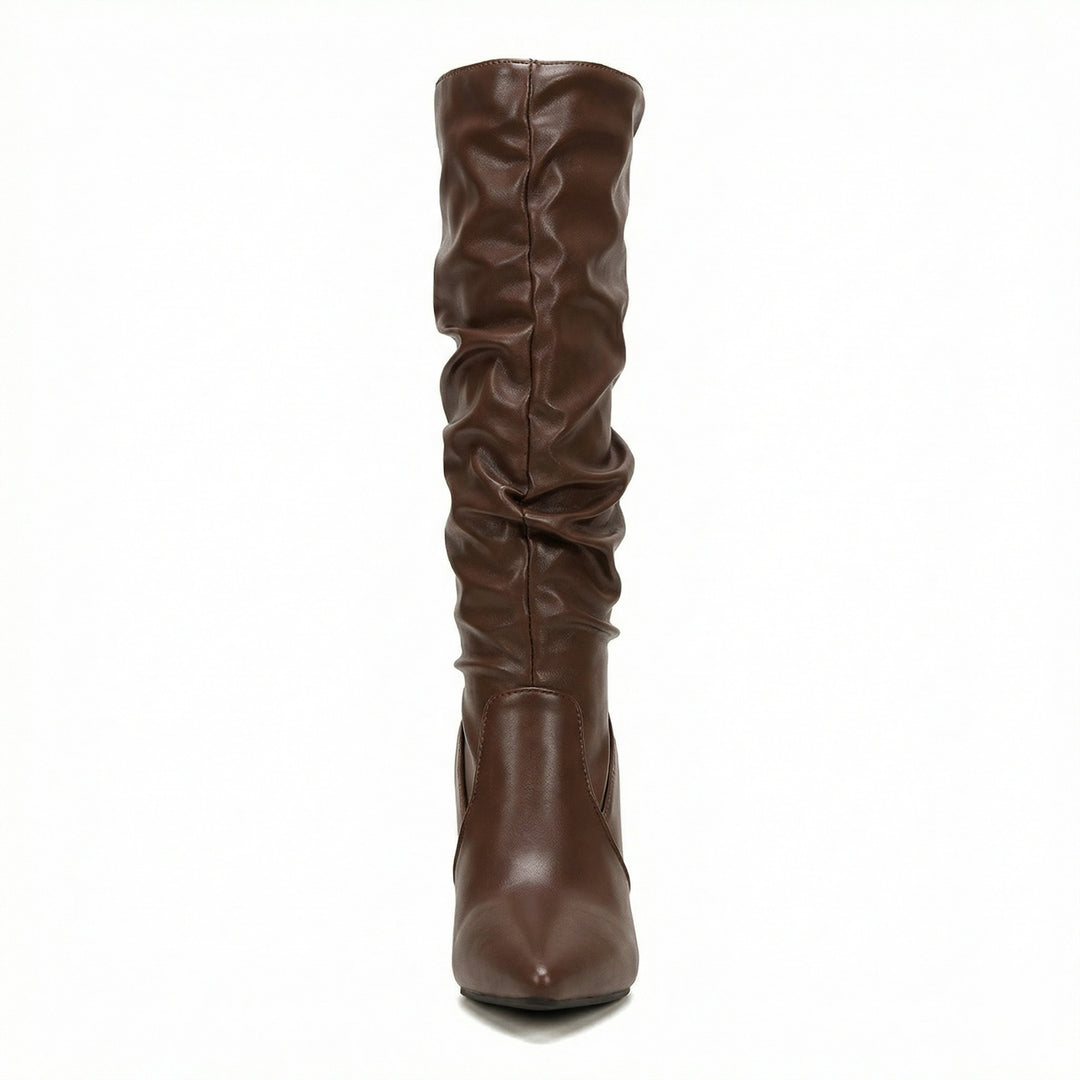 Damen High Heels Stiefel mit Gerafftem Design EB