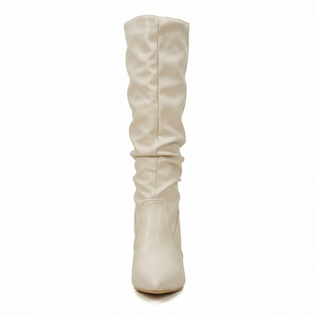 Damen High Heels Stiefel mit Gerafftem Design EB
