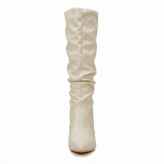 Damen High Heels Stiefel mit Gerafftem Design EB