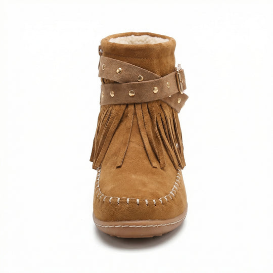 EB Warme Vintage-Stiefel mit Fransen