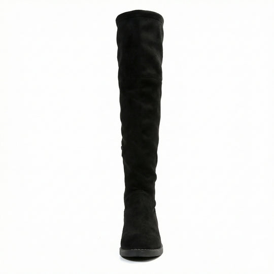 Damen Overknee-Stiefel aus weichem Wildleder mit praktischer Schnürung EB
