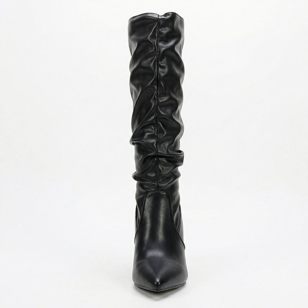 Damen High Heels Stiefel mit Gerafftem Design EB