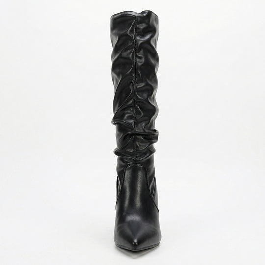 Damen High Heels Stiefel mit Gerafftem Design EB