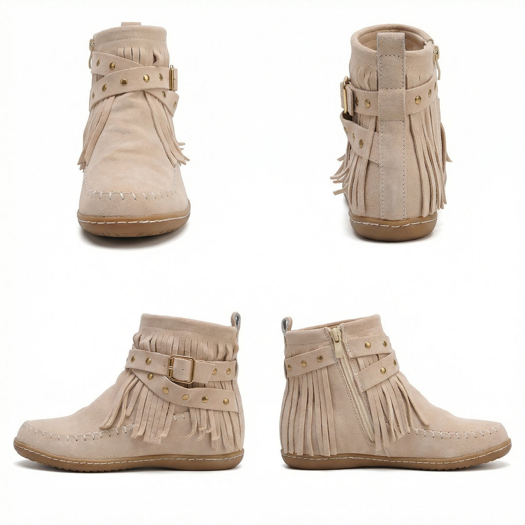 EB Warme Vintage-Stiefel mit Fransen