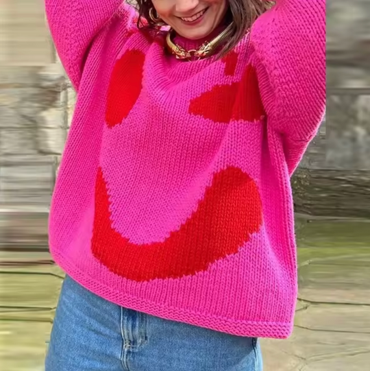 EB | Übergroßer Baumwollstrick-Pullover für Frauen