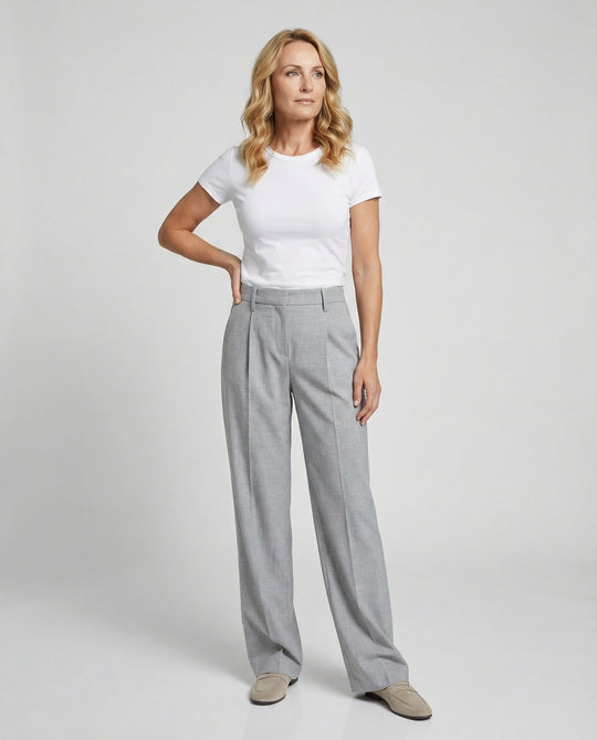 Anzughose Weit High Waist Mit Bügelfalte Damen