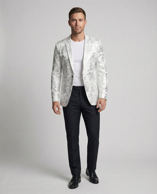 Herren eleganter Blazer mit kunstvollem Muster und luxuriösem Glanz EB