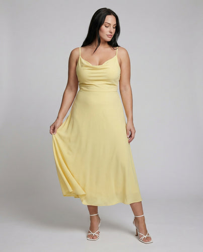 EB | Lange Drapierte Kleid mit Eingebautem Bh
