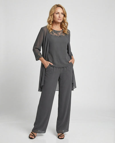 EB - Damen Elegantes Dreiteiliges Set, Stilvoll & Harmonisch Kombiniert