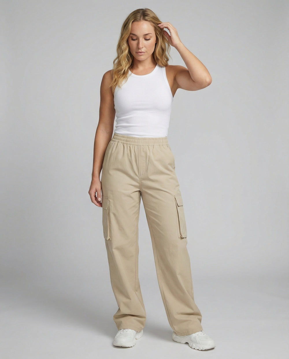 Damen Cargo-Hose mit elastischem Bund und praktischen Seitentaschen EB