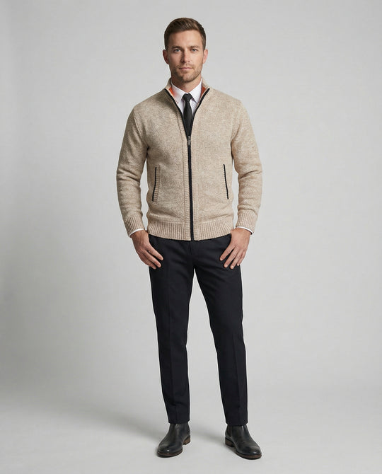Herren Strickjacke mit hohem Kragen und elegantem Reißverschluss EB