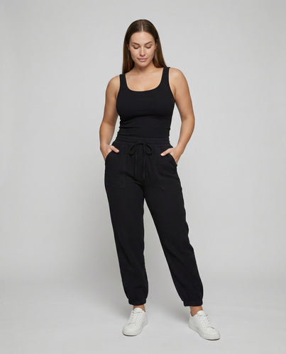 Damen luftige Freizeithose mit elastischem Bund und seitlichen Taschen EB