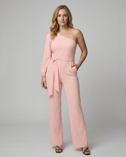 Damen Luxuriöser Overall mit Schleifengürtel & Funkelnden Details | EB