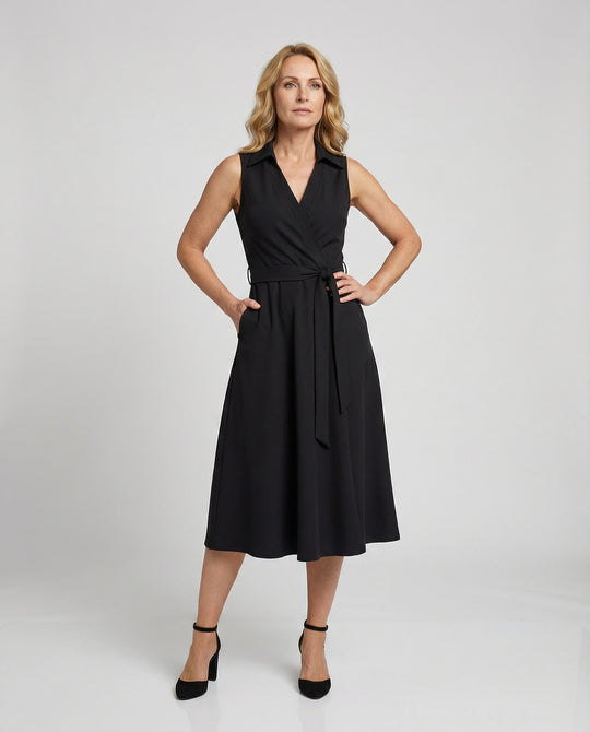Damen Wickelkleid Freizeitkleid mit Gürtel