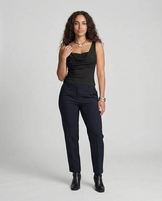 Damen Drapierter Front Ärmelloses Top EB