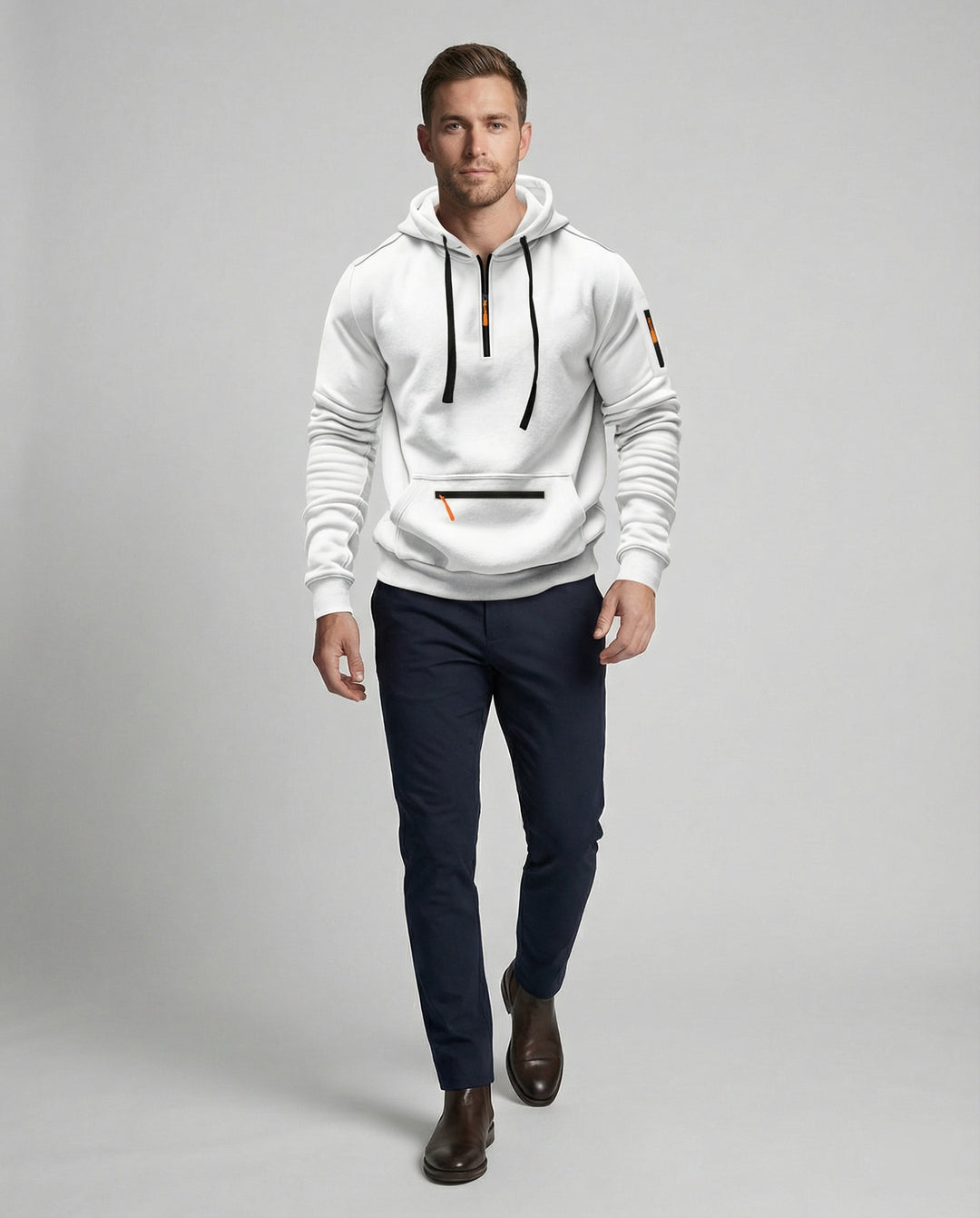 Herren sportlicher Hoodie mit praktischen Reißverschlusstaschen und verstellbarem Kapuzenzug EB