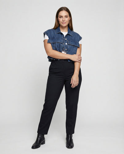 Damen lässige Blusenjacke im angesagten Utility-Stil mit großen Taschen und kurzen Ärmeln EB