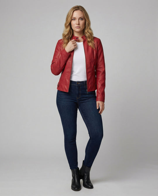 EB | Luxuriöse Stilvolle Lederjacke für Frauen