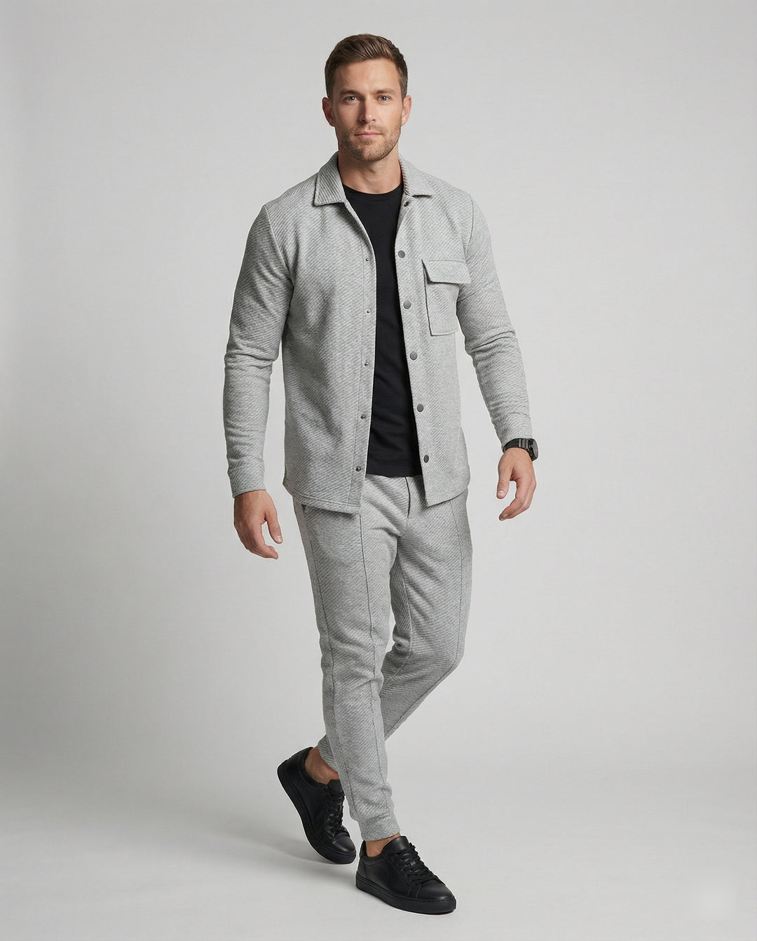 Herren elegantes Freizeitanzug mit modischem Streifenmuster EB