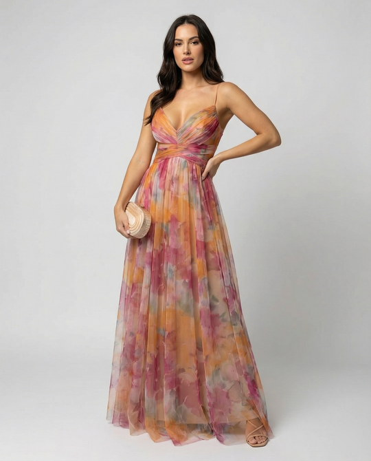 Elegantes Maxikleid im Schönen Blumenmuster für festliche Anlässe | EB