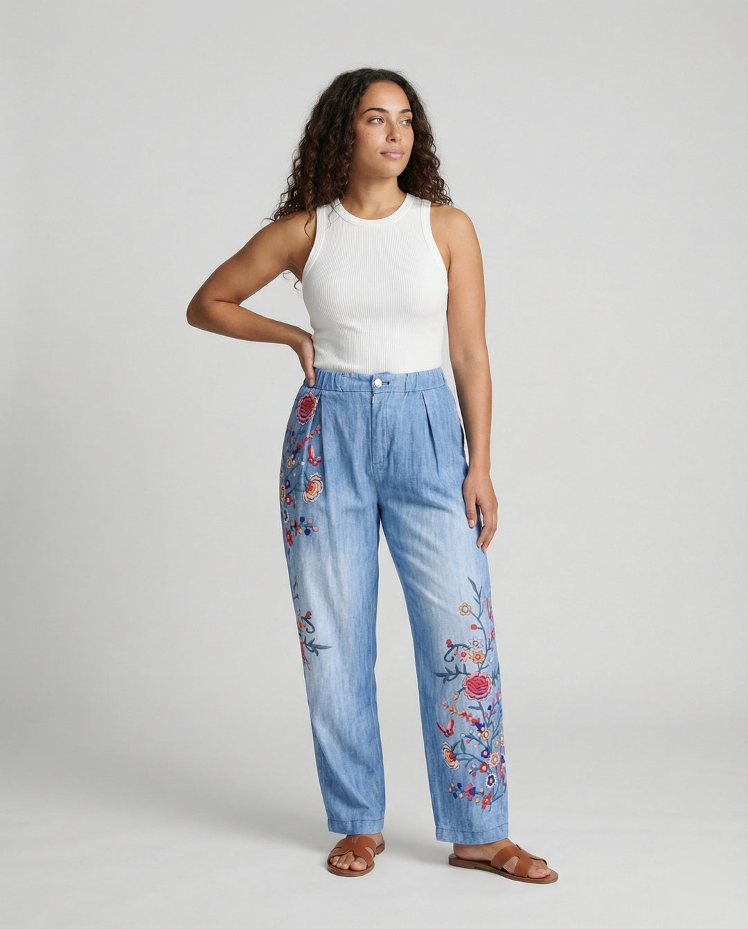 EB | Floral Print Lockere Jeanshose für Frauen