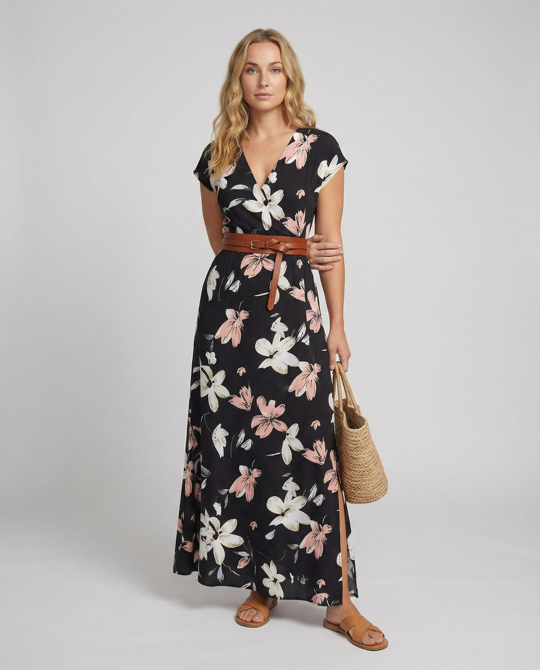 Boho Langes Maxikleid mit Blumenmuster für Sommer & Urlaub | EB