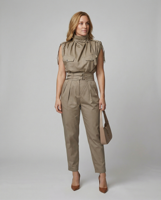 EB | Damen Stylischer Moderner Jumpsuit Ärmellos