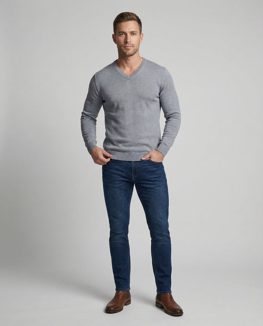 Herren V-Ausschnitt Feinstrickpullover EB
