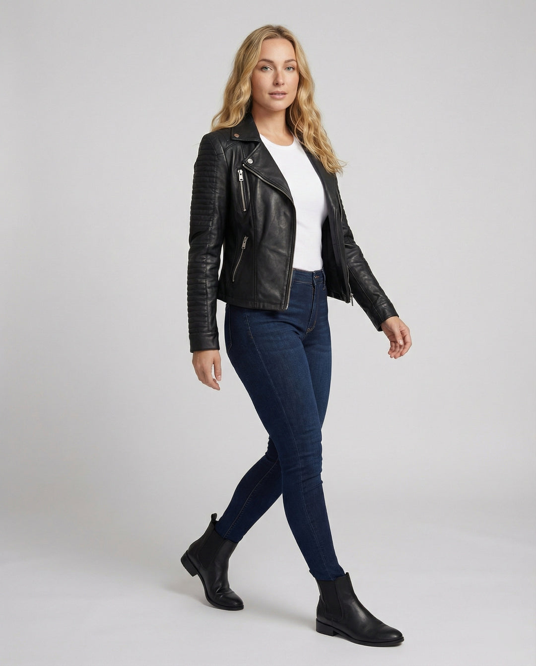 EB | Damen Lederjacke Stilvoll Zeitlos