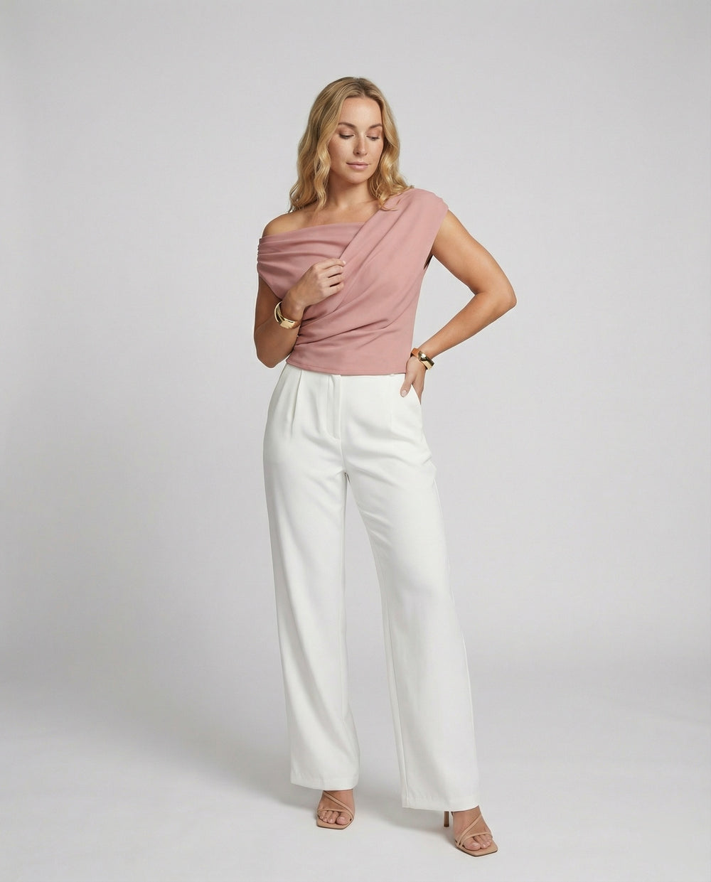 Damen Elegantes Drapiertes Oberteil mit asymmetrischem Schnitt EB