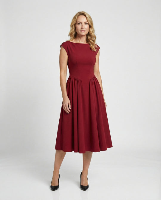 Damen Midikleid mit Tellerrock