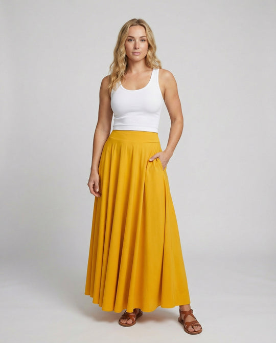 Damen Luftiger Maxi-Rock mit hohem Taillenbund EB