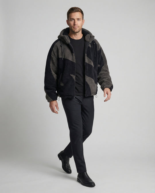 EB | Herren Kapuzen Zip-Up Warm Fleece Jacke