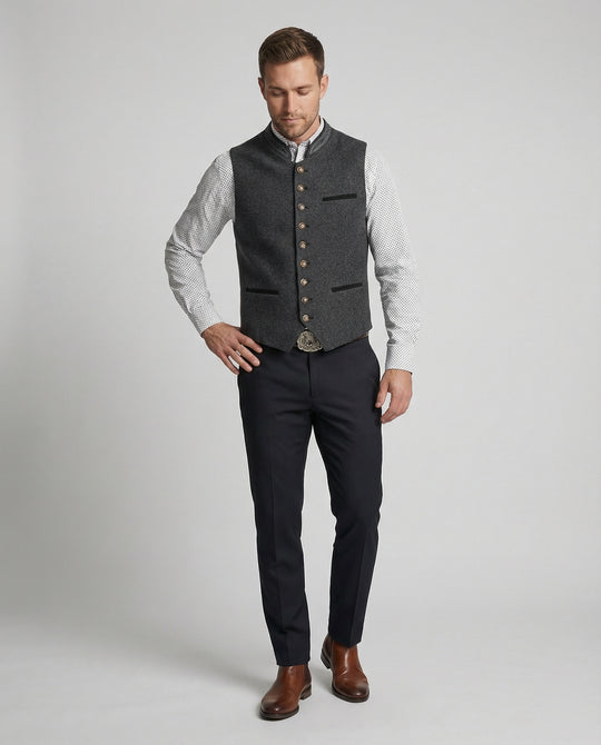 EB - Elegante Herren Trachtenweste Grau Traditionell