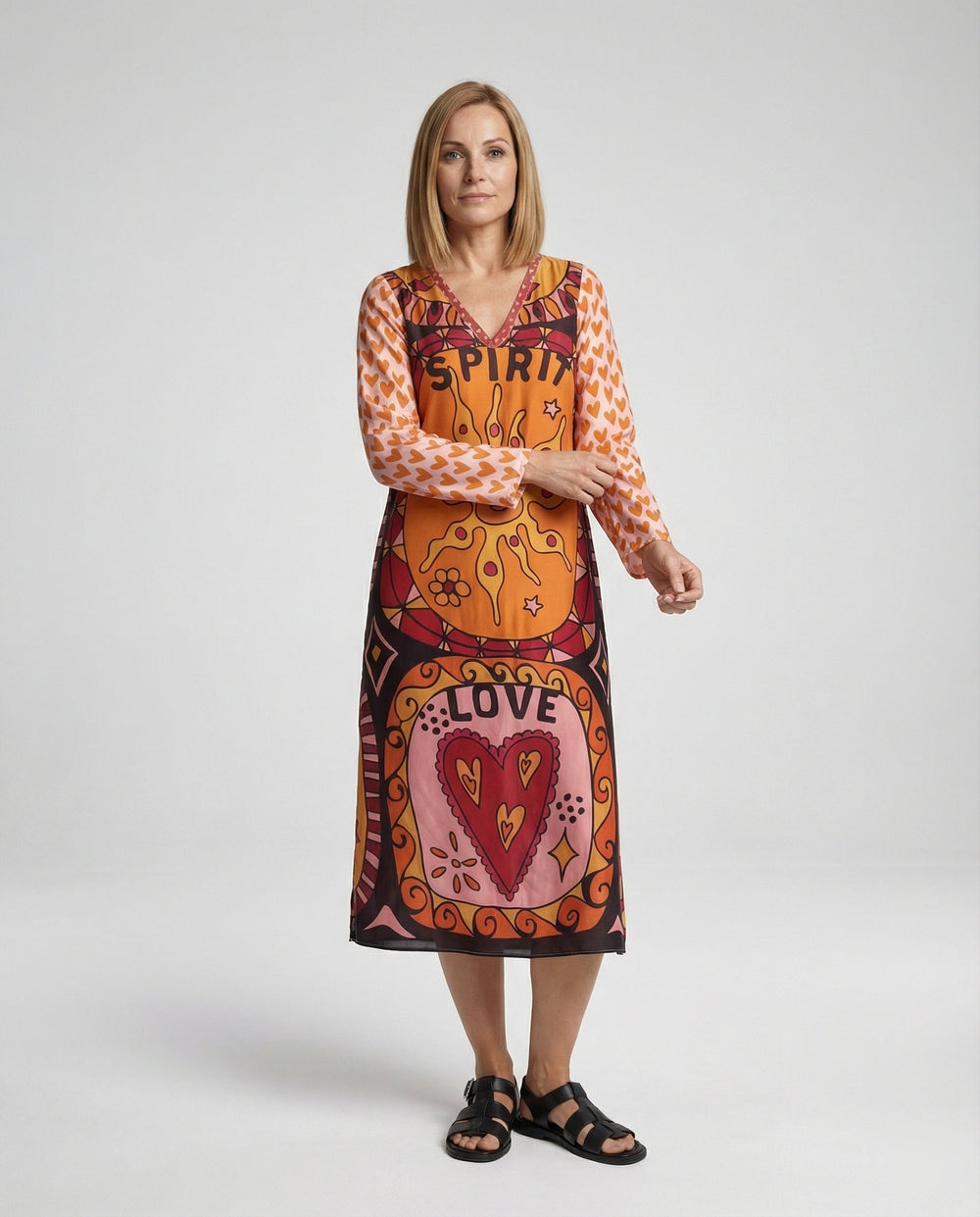 Damen Midikleid Ethno Print
